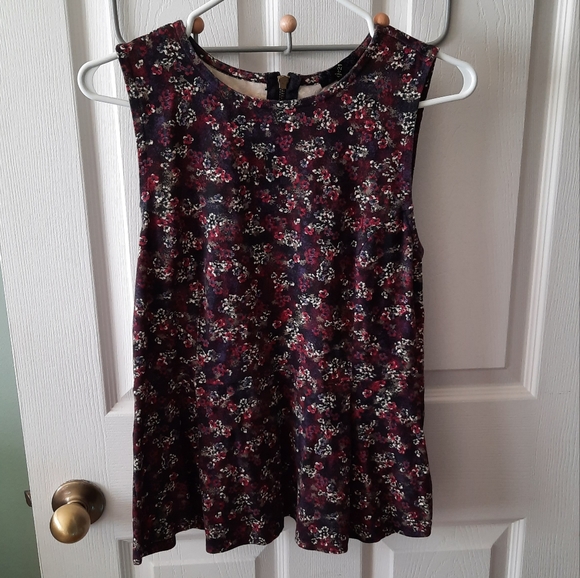 G21 Size L Floral Peplum Sleeveless Shirt - Picture 1 of 9